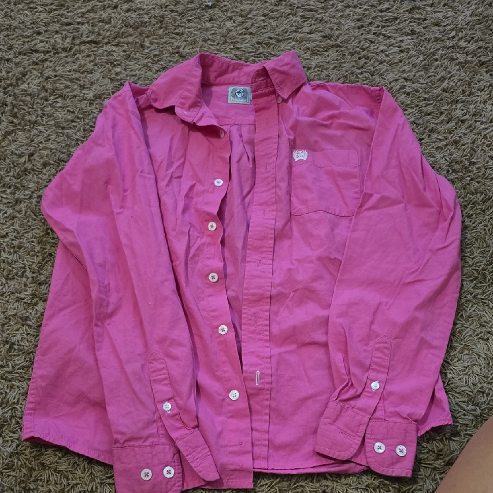 Cinch Pink Button Down Shirt Long Sleeve Casual